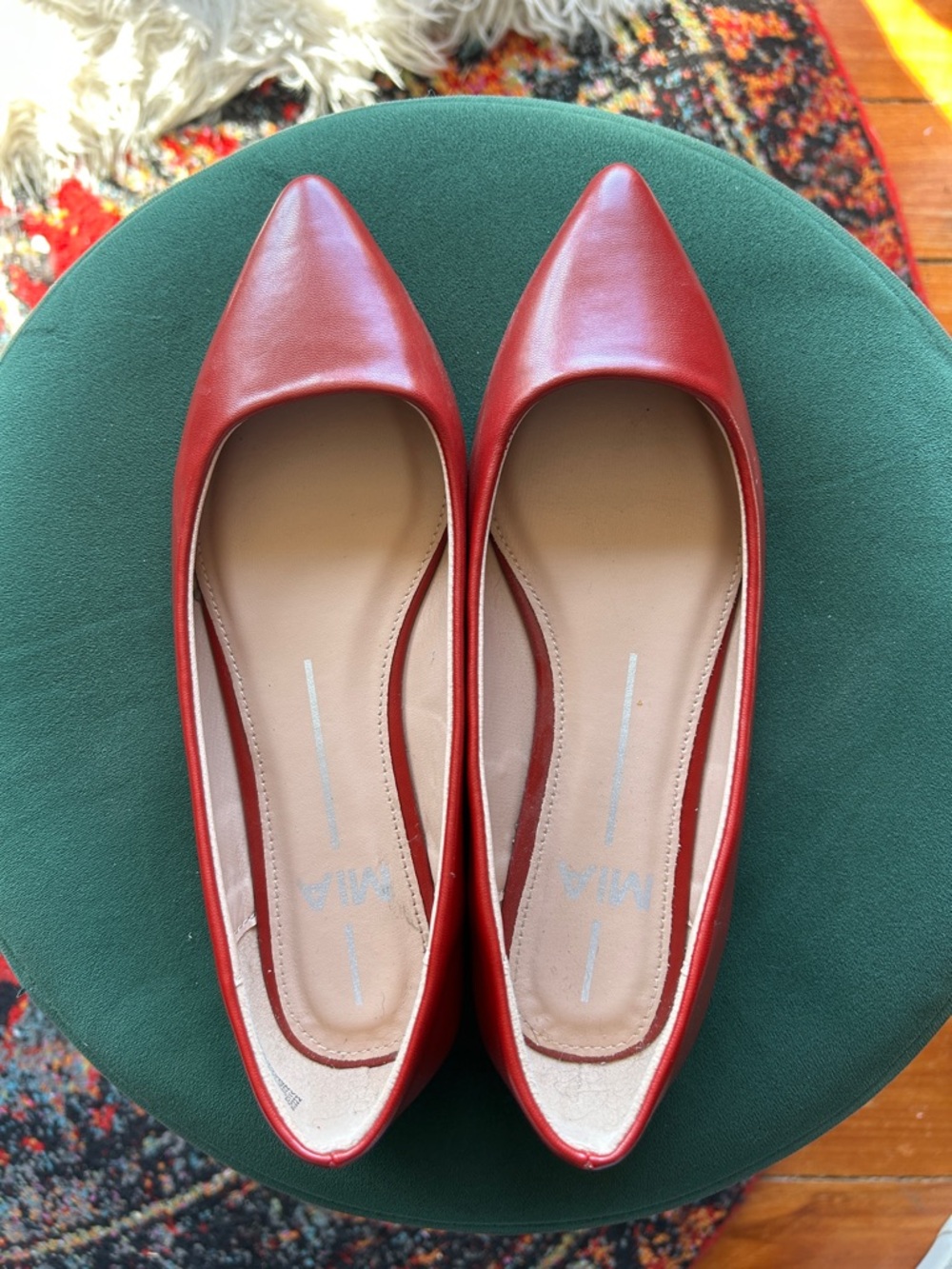 MIA Women's Pointed Toe Flats in Cherry Red
